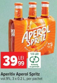 Aperitiv Aperol Spritz vol.9%, 3 x 0.2 L