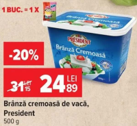 Brânză cremoasă de vacă President 500 g