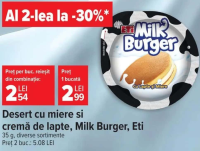 Eti Milk Burger Desert cu miere și cremă de lapte 35 g