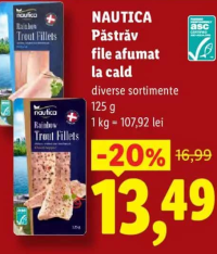 NAUTICA Păstrăv file afumat la cald 125 g