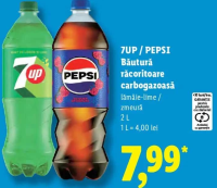 7UP / PEPSI Băutură răcoritoare carbogazoasă lămâie-lime / zmeură 2 L