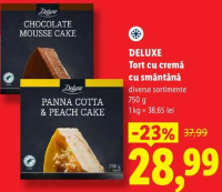 DELUXE Tort cu cremă cu smântână diverse sortimente 750 g