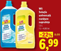 W5 Soluție universală curățare suprafețe 1,5 L