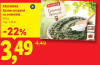 FRESHONA Spanac preparat cu smântână 450 g