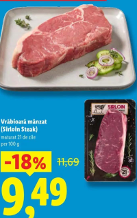 Vrăbioară mânzat (Sirloin Steak) maturat 21 de zile per 100 g