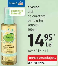 alverde ulei de curățare pentru ten sensibil 100 ml