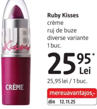 Ruby Kisses crème ruj de buze diverse variante 1 buc.
