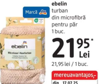 ebelin turban din microfibră pentru păr 1 buc.