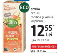dmBio ceai cu rooibos și vanilie 20 plicuri