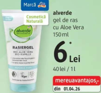 alverde gel de ras cu Aloe Vera 150 ml