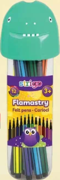 Strigo carioci lavabile în cutie model dionozaur 12 culori 12 buc.
