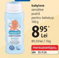 babylove sensitive pudră pentru bebeluși 100 g