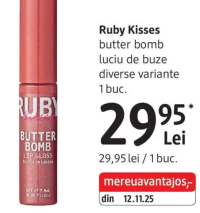 Ruby Kisses butter bomb luciu de buze diverse variante 1 buc.