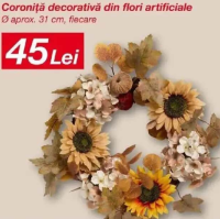 Coroniță decorativă din flori artificiale Ø aprox. 31 cm