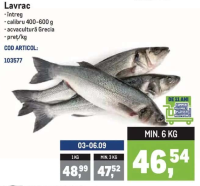 Lavrac întreg calibru 400-600 g