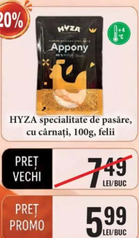 HYZA specialitate de pasăre, cu cârnați, 100g, felii