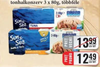 SUN&SEA conservă ton bucăți 3 x 80g, diverse sortimente
