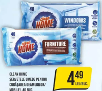 Clean Home Șervețele umede pentru curățarea geamurilor/mobilei, 40 buc.