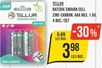 TELLUR BATERIE ENDURA CELL ZINC-CARBON, AAA R03, 1.5V, 4 BUC./SET