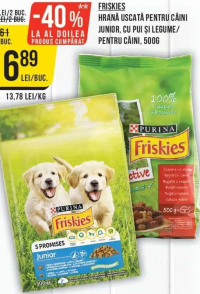 FRISKIES HRANĂ USCATĂ PENTRU CÂINI JUNIOR, CU PUI ȘI LEGUME/PENTRU CÂINI, 500G