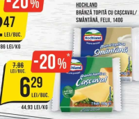 Hochland Brânză topită cu cașcaval / smântână, felii, 140g