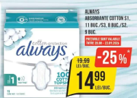 Always Absorbante Cotton S1 11buc./S3 8buc./S2 9buc.