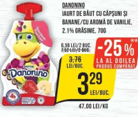 Danonino Iaurt de băut cu căpșuni și banane/cu aromă de vanilie, 2.1% grăsime, 70g