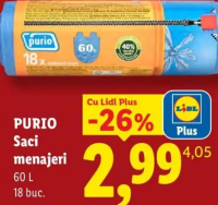 PURIO Saci menajeri 60 L 18 buc.