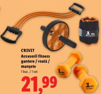 CRIVIT Accesorii fitness gantere / roată / manșete 1 buc. / 1 set