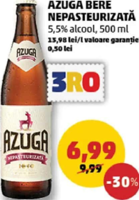 AZUGA BERE NEPASTEURIZATĂ 5,5% alcool, 500 ml