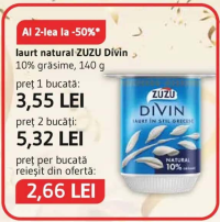 ZUZU Divin Iaurt natural 10% grăsime 140 g