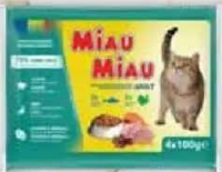 MIAU MIAU Hrană umedă pentru pisici diverse sortimente 4x100 g