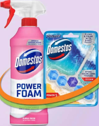 DOMESTOS Spumă de curățare pentru toaletă și baie 435 ml + DOMESTOS Odorizant pentru toaletă 50 g