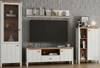 Dedeman Biblioteca living Bedford, MDF + PAL, alb + stejar artisan + folie alba mata, 276 cm, 5C