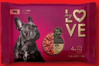 MY LOVE Mâncare umedă pentru câini 75% carne și derivate de origine animală 4 x 100 g