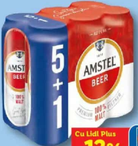 AMSTEL Bere blondă alc. 5% vol. (5+1) x 0,5 L