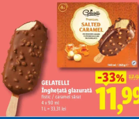 Gelatelli Înghețată glazurată fistic / caramel sărat 4 x 90 ml