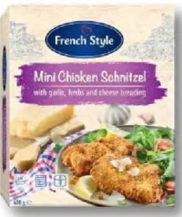 French Style Mini șnițel de pui, cu usturoi, ierburi și brânză 400 g