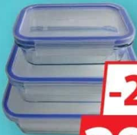 ACTUEL Set 3 caserole de sticlă pătrate / dreptunghiulare
