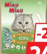 MIAU MIAU AȘTERNUT IGIENIC PENTRU PISICI TOFU, ALOE VERA 6L