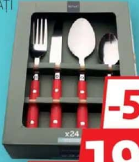 ACTUEL Set tacâmuri inox mâner roșu 24 bucăți