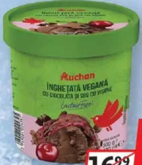 Auchan Înghețată vegană cu ciocolată 480ml/300g