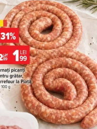 Carrefour la Piață Cârnați picanți pentru grătar 100 g