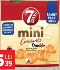 7 Days Mini Croissante cu cremă de cacao și vanilie/cacao 300g