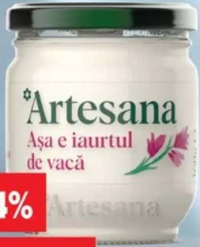Artesana Iaurt natur din lapte de vacă min.3.5% grăsime 160 g