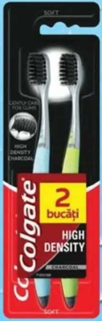 Periuță de dinți Colgate High Density Charcoal Soft 2 buc.