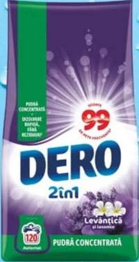 Dero 2în1 Detergent de rufe pudră Levănțică și Iasomie 9 kg