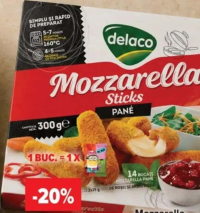 Delaco Mozzarella sticks pane 300 g