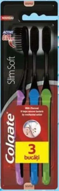Periuță de dinți Colgate Slim Soft Black 3 buc.
