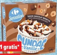 Carrefour Sensation Înghețată Sundae cu vanilie, ciocolată și alune 360 ml